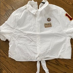 Zara size small white cropped patchwork top